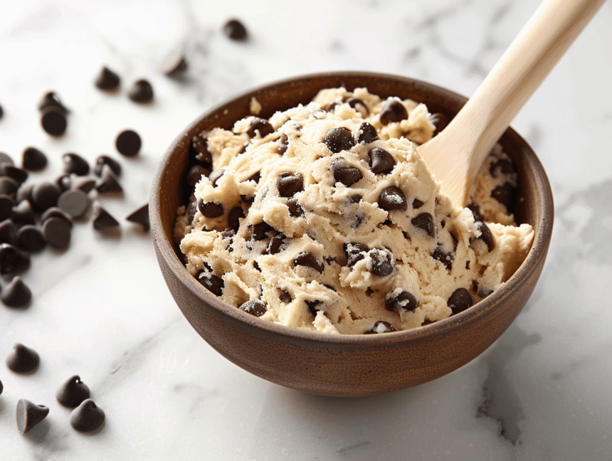 pâte à cookie crue servie dans un bol gourmand