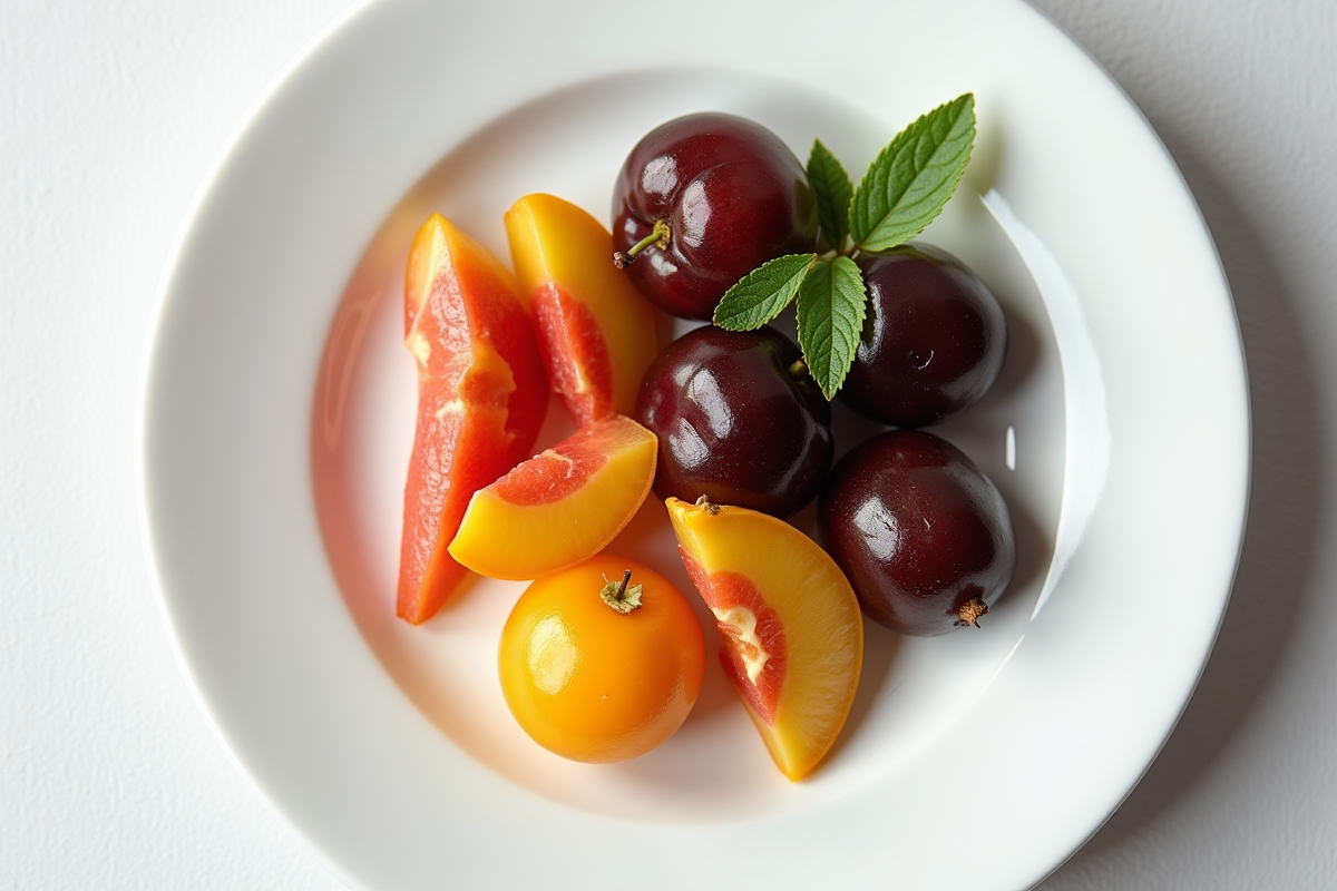 Assiette avec jujube javan et aubergine vapeur