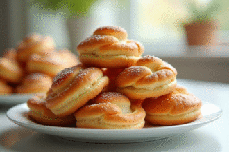 Choux pâtisserie avec craquelin croustillant en gros plan