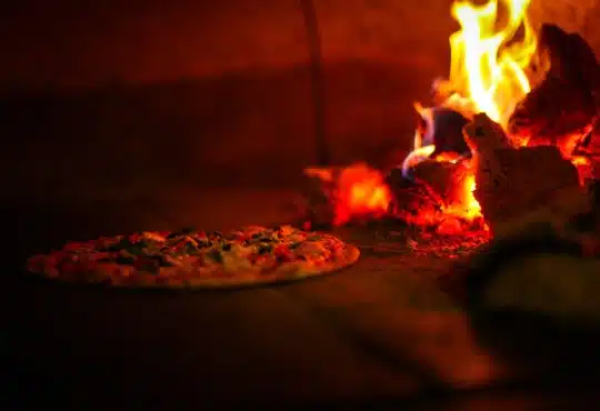 pizza in oven
