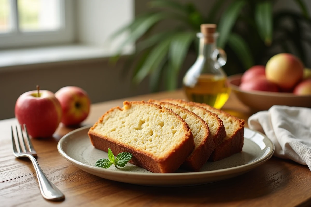 Partage d un gateau aux pommes sur une assiette en céramique