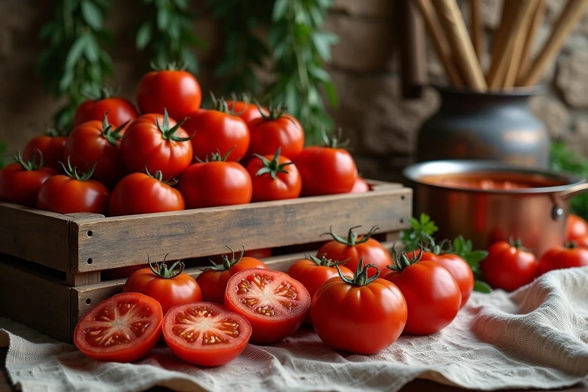 Tomates San Marzano fraîches et mûres avec une casserole de sauce pour pizza maison